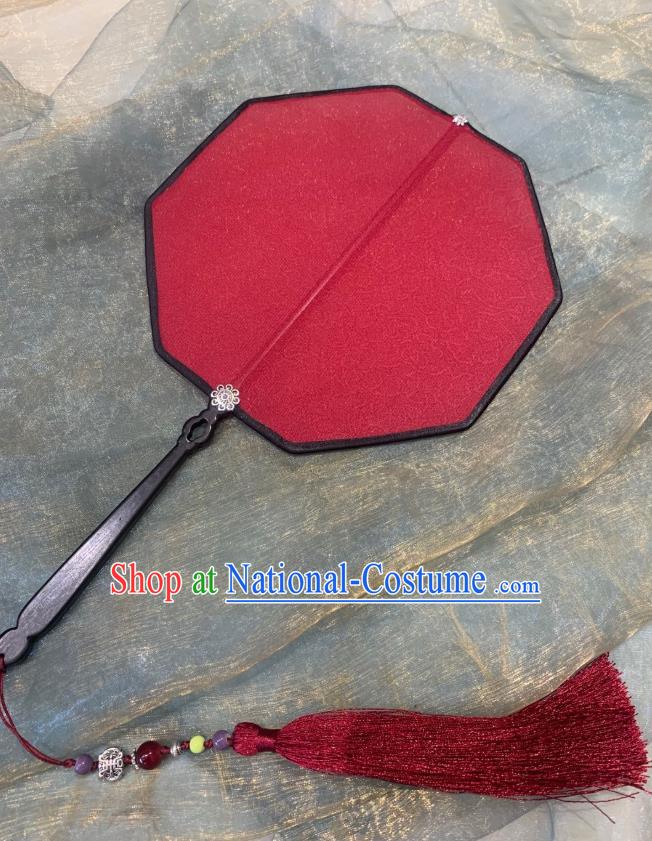 Chinese Classical Hanfu Court Lady Fan Ancient Song Dynasty Wedding Palace Fans Princess Red Silk Fans