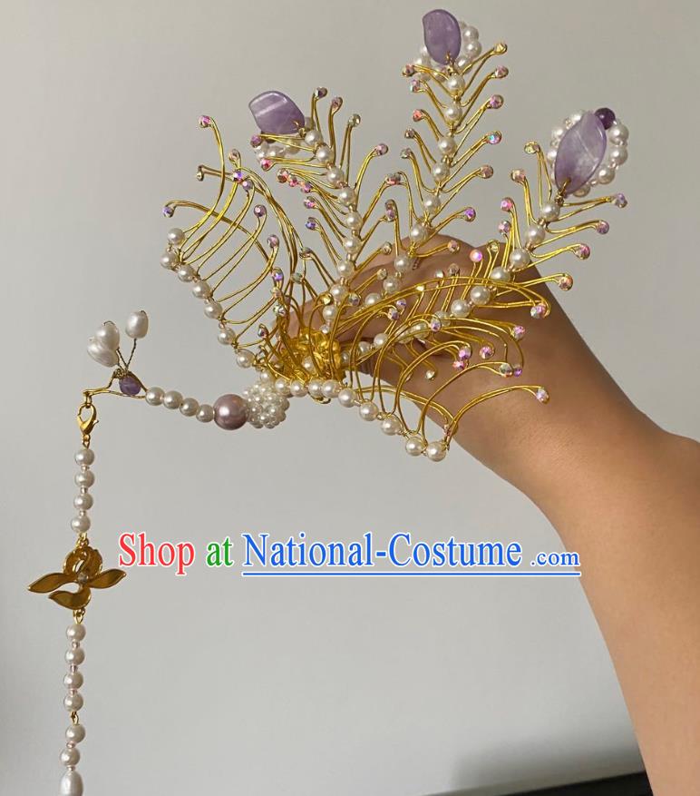 Chinese Ming Dynasty Hairpin Handmade Classical Ancient Empress Hanfu Hair Accessories Court Women Phoenix Tassel Hair Crown