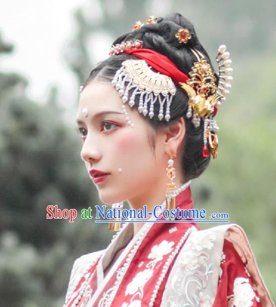 Chinese Song Dynasty Queen Hairpin Handmade Classical Ancient Empress Hanfu Hair Accessories Court Women Hair Clasp Full Set