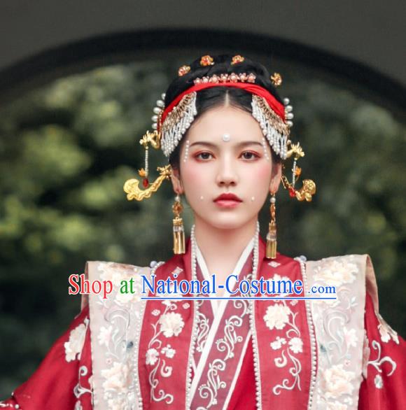 Chinese Song Dynasty Queen Hairpin Handmade Classical Ancient Empress Hanfu Hair Accessories Court Women Hair Clasp Full Set