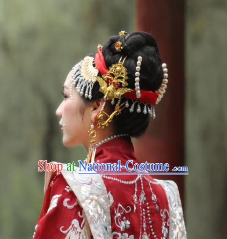 Chinese Song Dynasty Queen Hairpin Handmade Classical Ancient Empress Hanfu Hair Accessories Court Women Hair Clasp Full Set