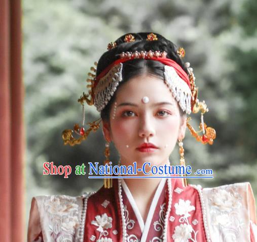 Chinese Song Dynasty Queen Hairpin Handmade Classical Ancient Empress Hanfu Hair Accessories Court Women Hair Clasp Full Set