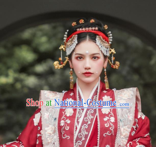 Chinese Song Dynasty Queen Hairpin Handmade Classical Ancient Empress Hanfu Hair Accessories Court Women Hair Clasp Full Set