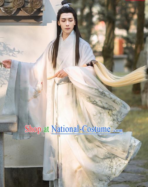 Chinese Ancient Swordsman Hanfu Apparels Traditional Costumes Ming Dynasty Garment Cloak Shirt and Skirt for Men