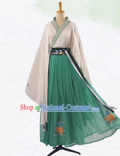 Chinese Ancient Prince Hanfu Apparels Traditional Costumes Han Dynasty Scholar Garment Embroidered Cloak Shirt and Skirt Complete Set