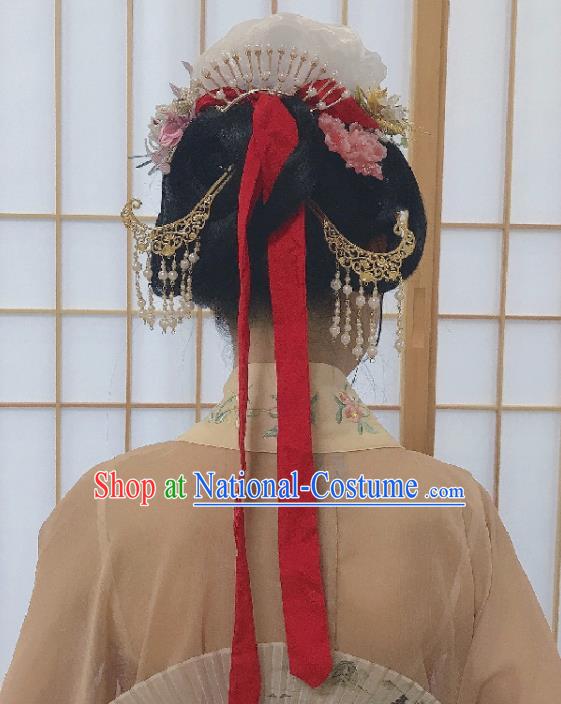 Chinese Ancient Imperial Concubine Hairpin Hanfu Hair Accessories Handmade Song Dynasty Court Women Hair Crown Complete Set