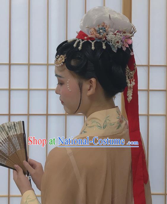 Chinese Ancient Imperial Concubine Hairpin Hanfu Hair Accessories Handmade Song Dynasty Court Women Hair Crown Complete Set