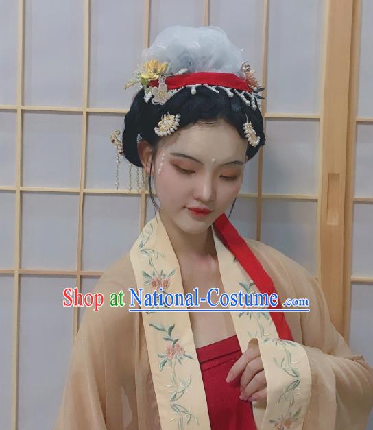 Chinese Ancient Imperial Concubine Hairpin Hanfu Hair Accessories Handmade Song Dynasty Court Women Hair Crown Complete Set