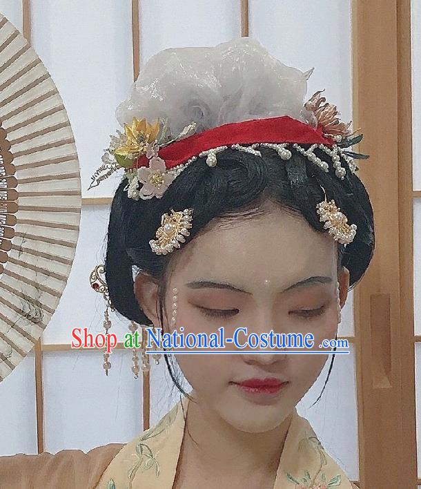 Chinese Ancient Imperial Concubine Hairpin Hanfu Hair Accessories Handmade Song Dynasty Court Women Hair Crown Complete Set