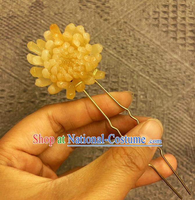 Chinese Ancient Princess Chrysanthemum Hairpins Hair Accessories Handmade Kimono Courtesan Flower Hair Stick