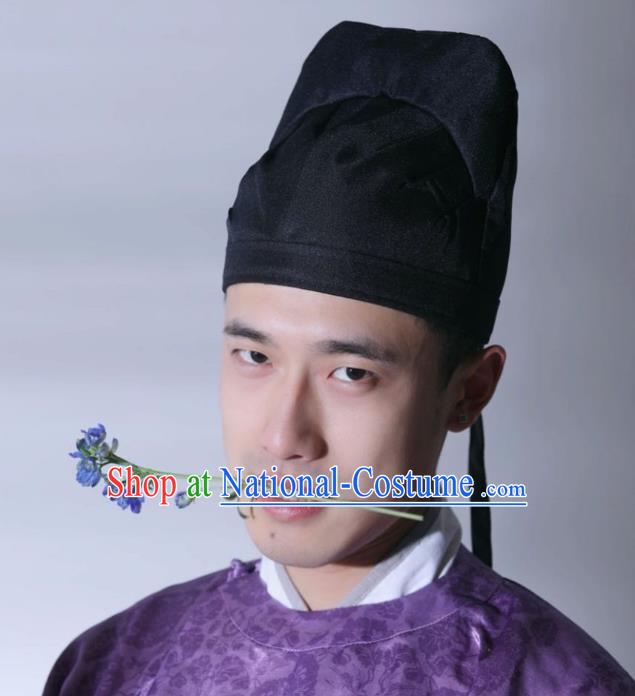 Chinese Classical Hanfu Black Hat Ancient Tang Dynasty Swordsman Headwear for Men