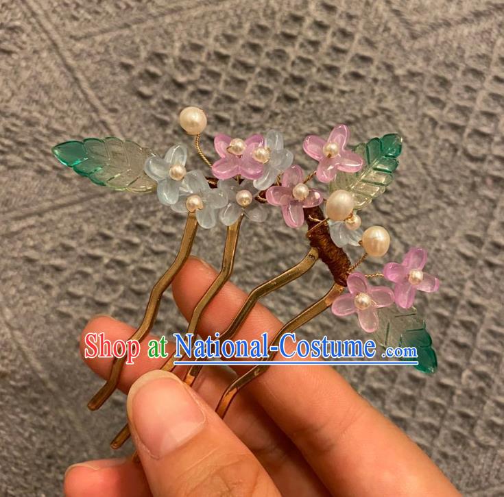 Chinese Ancient Imperial Concubine Pearls Hairpin Hanfu Hair Accessories Women Handmade Fragrans Hair Comb