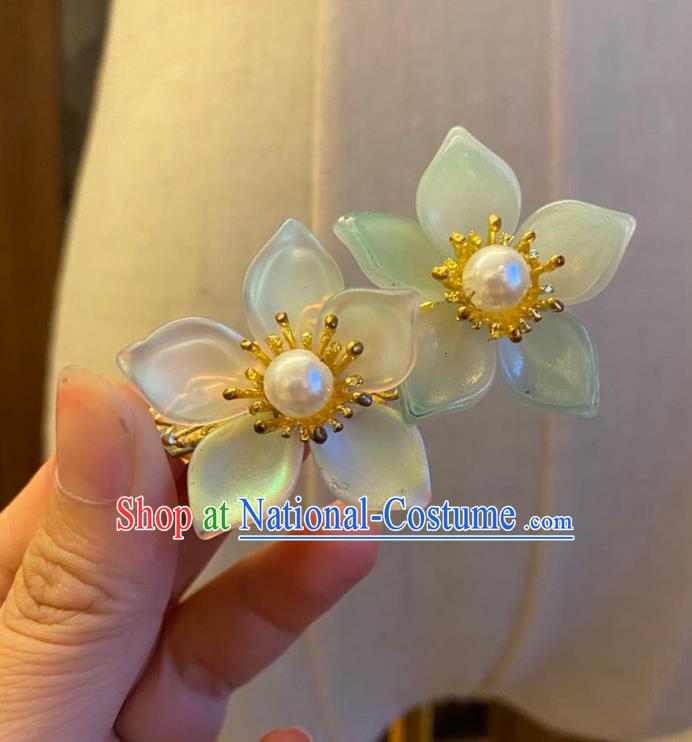 Chinese Ancient Princess Green Sakura Hairpin Hanfu Hair Accessories Women Handmade Hair Claw