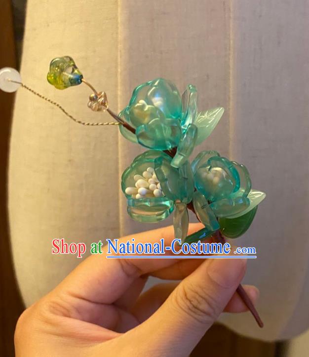 Chinese Ancient Princess Green Plum Blossom Hairpins Hair Accessories Women Handmade Hanfu Hair Clip