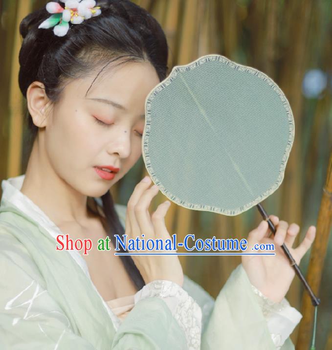 Chinese Classical Ancient Hanfu Light Blue Silk Fan Song Dynasty Imperial Concubine Palace Fans