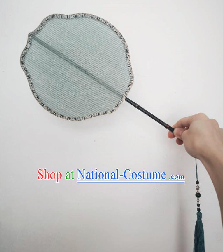 Chinese Classical Ancient Hanfu Light Blue Silk Fan Song Dynasty Imperial Bodyguard Palace Fans