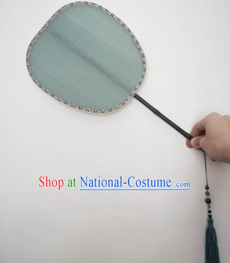 Chinese Classical Ancient Hanfu Light Blue Silk Fan Song Dynasty Princess Palm Leaf Palace Fans