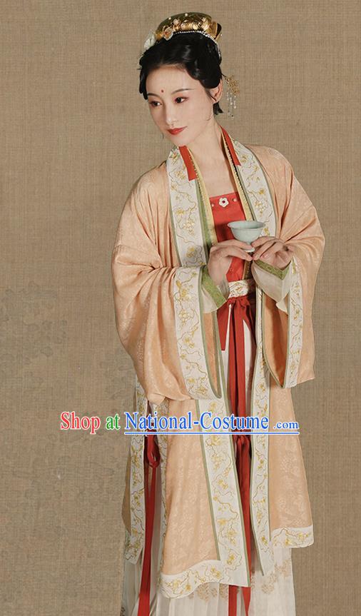 Chinese Ancient Imperial Concubine Hanfu Apparels Traditional Costumes Song Dynasty Palace Women Embroidered BeiZi Blouse and Skirt Full Set