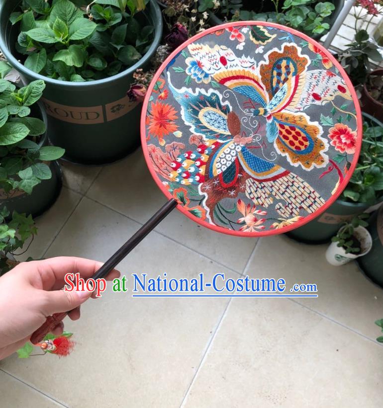 Chinese Classical Silk Palace Fan Ancient Song Dynasty Princess Embroidered Butterfly Round Fans Accessories