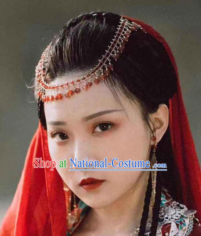 Chinese Ancient Swordswoman Frontlet Hairpins Hair Accessories Handmade Tang Dynasty Princess Hair Stick