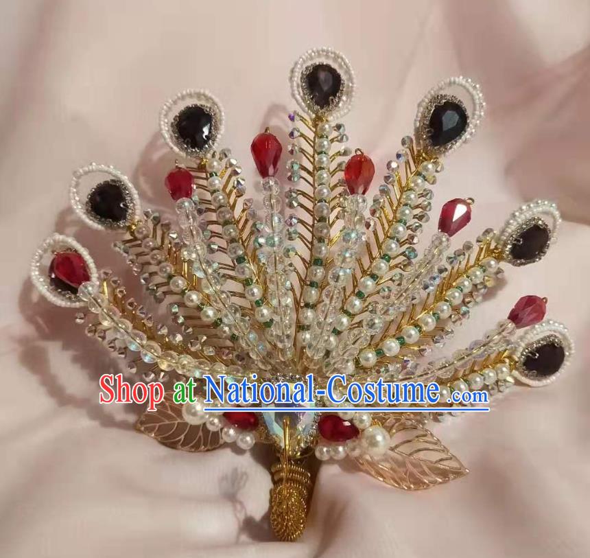 Chinese Ancient Imperial Empress Crystal Golden Hairpins Hair Accessories Handmade Ming Dynasty Court Beads Phoenix Hair Crown