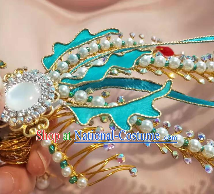 Chinese Ancient Imperial Empress Crystal Phoenix Hairpins Hair Accessories Handmade Ming Dynasty Court Golden Pearls Tassel Hair Crown