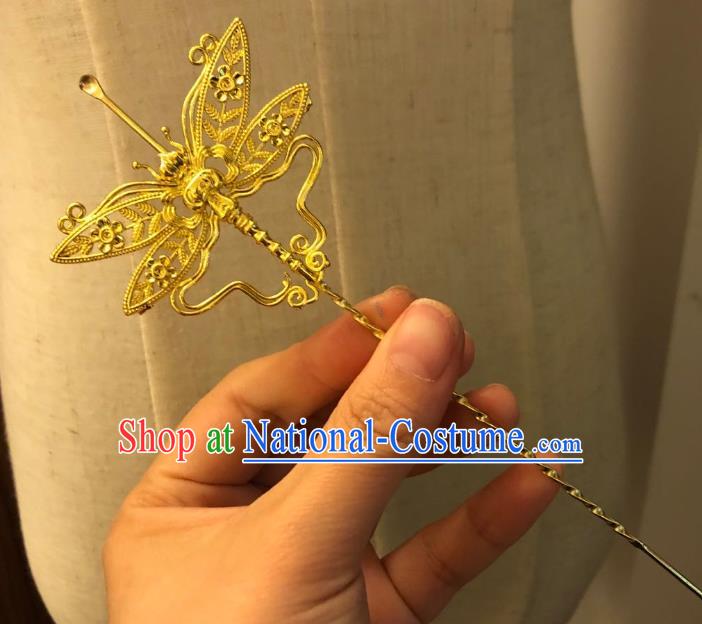 Chinese Ancient Palace Lady Hairpins Hair Accessories Handmade Ming Dynasty Golden Butterfly Curette Hair Stick