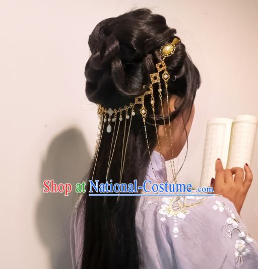 Chinese Ancient Empress Golden Tassel Hair Clasp Hairpins Hair Accessories Handmade Ming Dynasty Palace Hair Stick