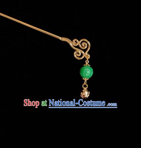 Chinese Ancient Princess Golden Bell Hairpins Hair Accessories Handmade Cheongsam Carving Lotus Hair Stick