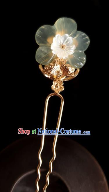 Chinese Ancient Royal Princess Hairpins Hair Accessories Handmade Ming Dynasty Hanfu Jade Plum Blossom Hair Stick