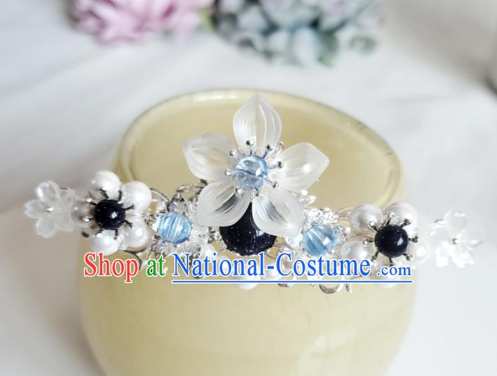 Chinese Ancient Royal Princess Argent Hair Crown Hair Accessories Handmade Ming Dynasty Hanfu Blue Stone Hairpins