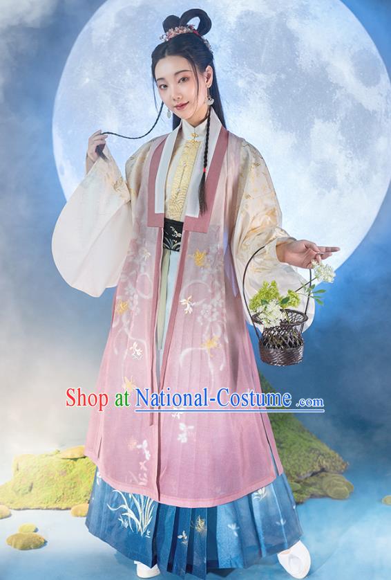 Chinese Ancient Goddess Princess Embroidered Hanfu Dress Traditional Ming Dynasty Court Woman Historical Costumes Complete Set