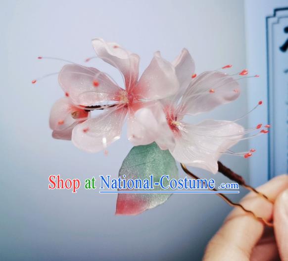 Chinese Ancient Ming Dynasty Princess Hair Stick Handmade Hair Accessories Hanfu Peach Blossom Hairpins