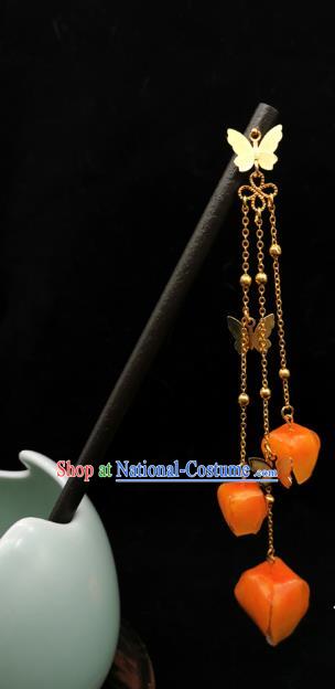 Chinese Classical Lantern Tassel Hair Stick Handmade Hanfu Hair Accessories Ancient Song Dynasty Wood Hairpins