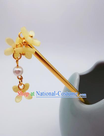 Chinese Classical Golden Hair Stick Handmade Hanfu Hair Accessories Ancient Song Dynasty Fragrans Tassel Hairpins