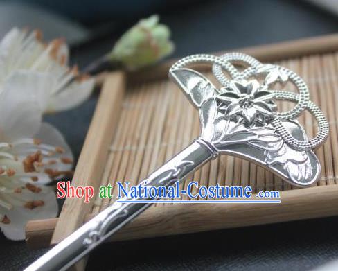 Chinese Classical Hair Stick Handmade Hanfu Hair Accessories Ancient Song Dynasty Palace Argent Hairpins