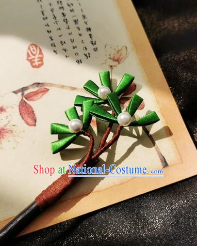 Chinese Song Dynasty Wood Hair Stick Handmade Hair Accessories Hanfu Ancient Princess Silk Pine Hairpins