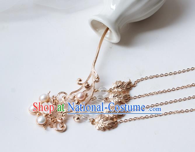 Chinese Classical Pink Silk Butterfly Hair Crown Handmade Hanfu Hair Accessories Ancient Ming Dynasty Princess Golden Plum Bird Hairpins