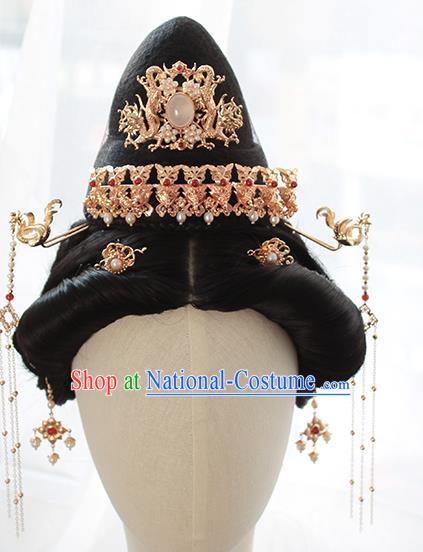 Chinese Classical Phoenix Coronet Hair Stick Handmade Hanfu Hair Accessories Ancient Ming Dynasty Empress Tassel Hairpins Full Set