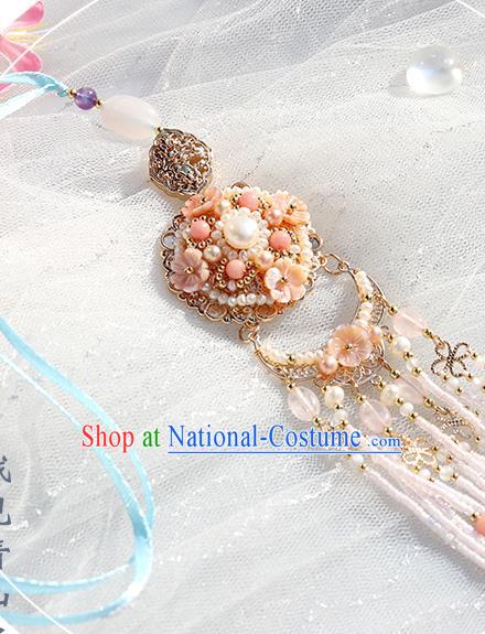 Chinese Handmade Classical Waist Accessories Ancient Hanfu Ming Dynasty Princess Pearls Tassel Pendant