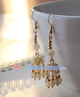 Chinese Handmade Golden Earrings Classical Jewelry Accessories Hanfu Ming Dynasty Princess Eardrop