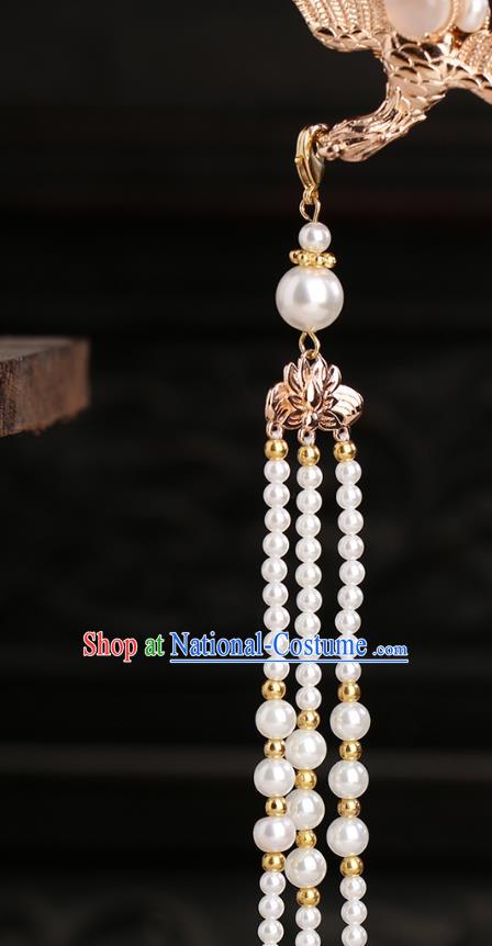 Chinese Classical Palace Beads Phoenix Tassel Hair Sticks Handmade Hanfu Hair Accessories Ancient Ming Dynasty Princess Hairpins