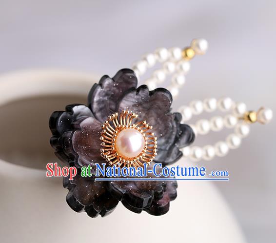 Chinese Classical Palace Black Plum Hair Sticks Handmade Hanfu Hair Accessories Ancient Song Dynasty Princess Hairpins