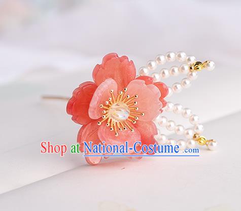 Chinese Classical Palace Red Plum Hair Sticks Handmade Hanfu Hair Accessories Ancient Song Dynasty Princess Hairpins