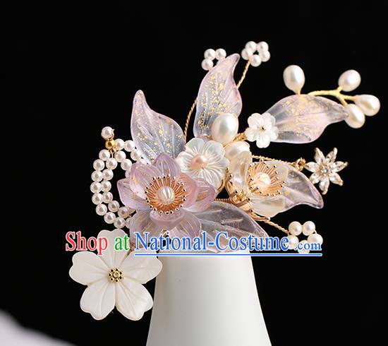 Chinese Classical Palace Lilac Plum Blossom Hair Sticks Handmade Hanfu Hair Accessories Ancient Song Dynasty Princess Shell Hairpins