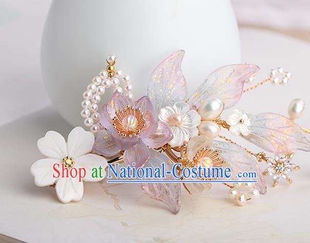 Chinese Classical Palace Lilac Plum Blossom Hair Sticks Handmade Hanfu Hair Accessories Ancient Song Dynasty Princess Shell Hairpins