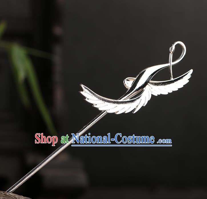 Chinese Classical Palace Argent Swan Hair Sticks Handmade Hanfu Hair Accessories Ancient Ming Dynasty Princess Hairpins