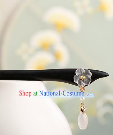 Chinese Classical Palace Ebony Hair Stick Handmade Hanfu Hair Accessories Ancient Ming Dynasty Princess Sakura Tassel Hairpins