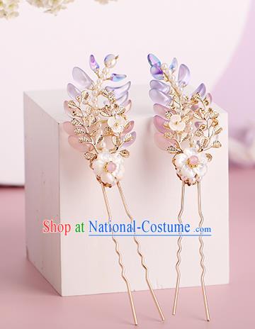 Chinese Classical Palace Hair Sticks Handmade Hanfu Hair Accessories Ancient Ming Dynasty Princess Wisteria Hairpins