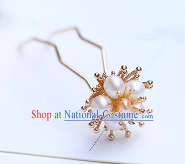 Chinese Classical Palace Pearl Hair Stick Handmade Hanfu Hair Accessories Ancient Qing Dynasty Princess Little Plum Hairpins